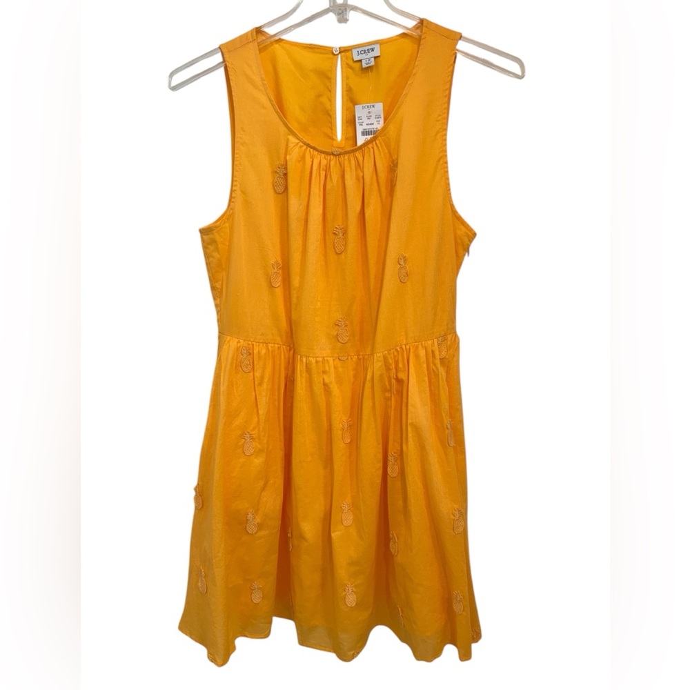 J.Crew Yellow Sleeveless Summer Dress Pineapple Crochet Design Size 12 NWTS